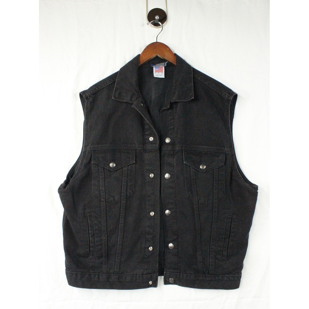 Vintage NRA Gear Black Denim Tactical Vest Made in USA Mens M Concealed Carry
